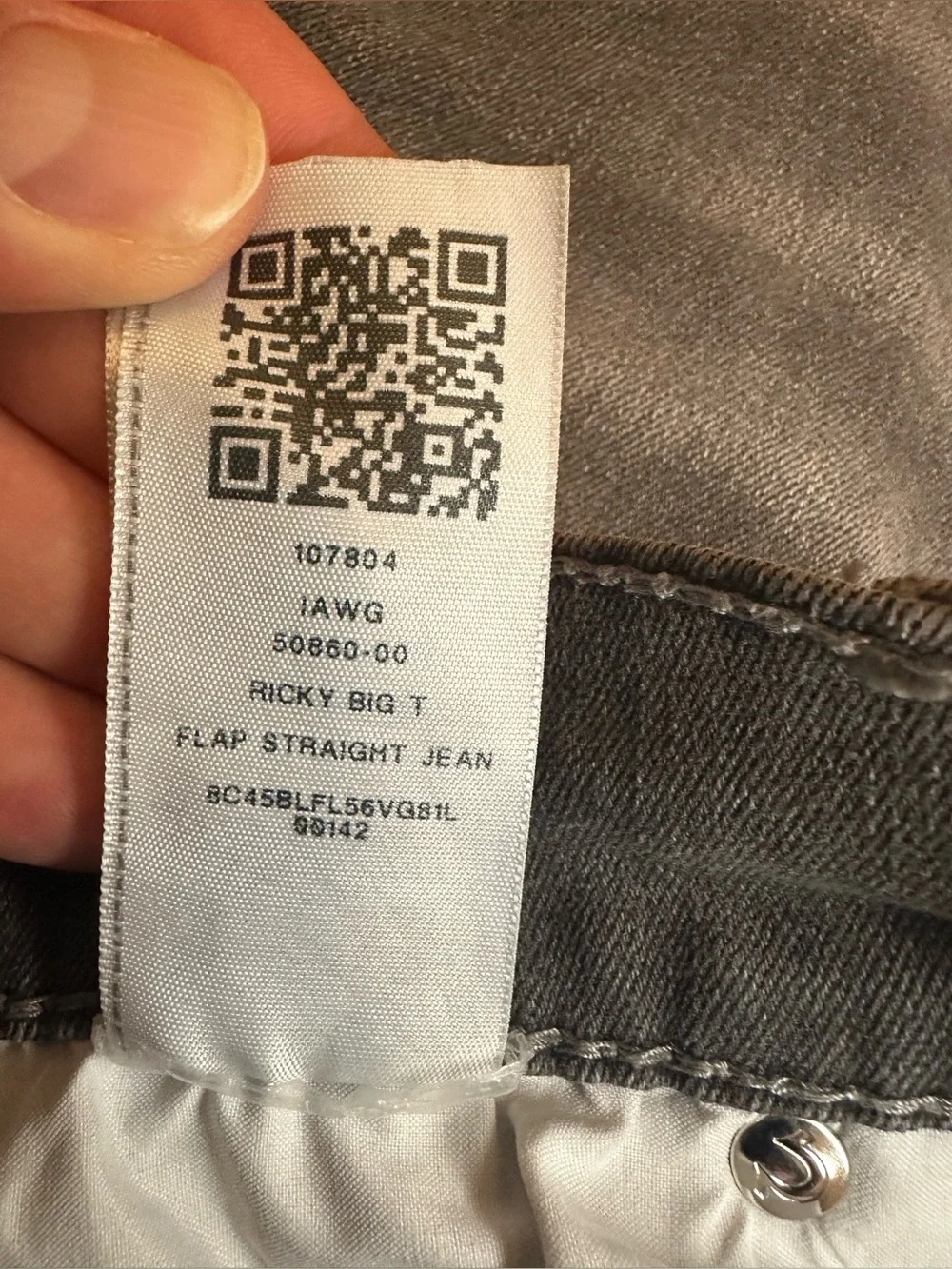 True Religion Mens Size 31x33 Ricky Big T Flap Relaxed Straight Jeans Gray Denim